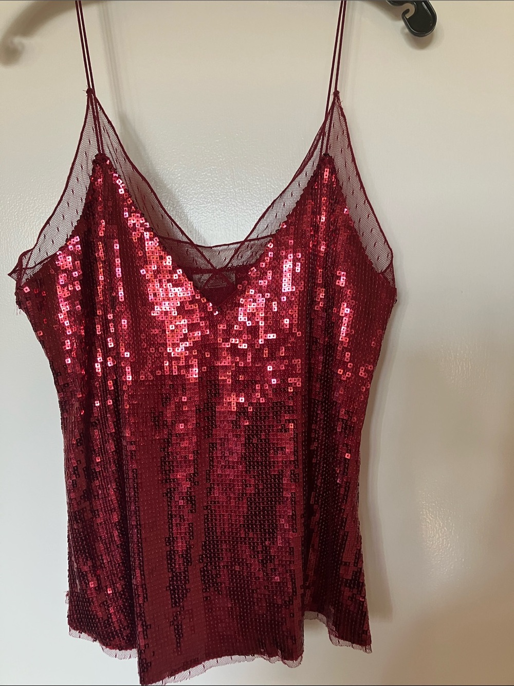 LPA Red Sequin Spaghetti Strap Cami